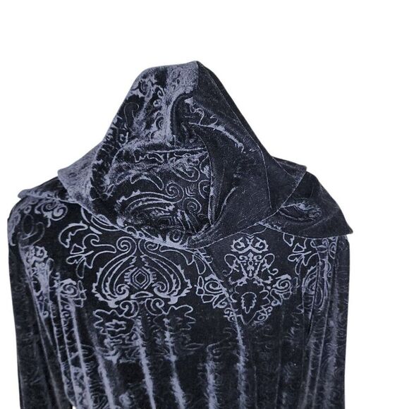 Spirit Witchy Dark Fantasy Vampire Hooded Bell Sleeve Dress Womens L Black - Picture 8 of 10